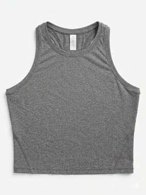 Yogalicious Heathered Gray High-Neck Racerback Crop Tank - Medium